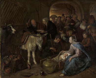 The adoration of the shepherds, Jan Havicksz. Steen, 1660 - 1679
