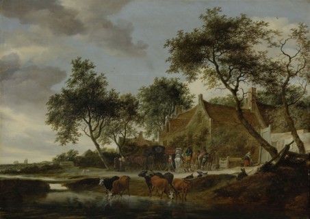 The watering place, Salomon van Ruysdael, 1660