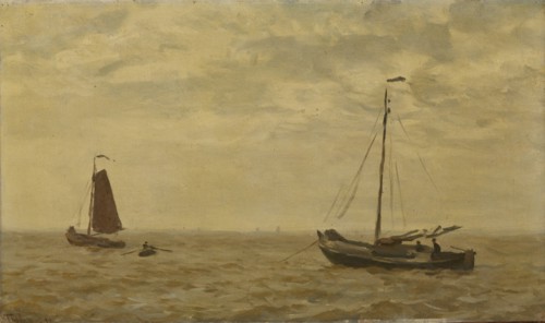 Seascape with fishing boats, Willem Bastiaan Tholen, 1910