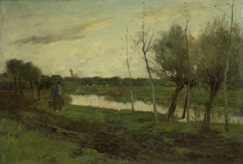 Landscape with a canal, Geo Poggenbeek, 1873 - 1903