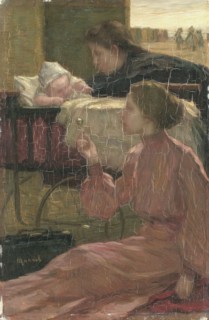 Near the pram  stroller on the beach, Marinus van der Maarel, 1880 - 1919
