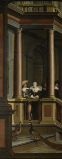 A Staircase, left side of the depiction. One of a seven-part room decoration, Dirck van Delen, 1630