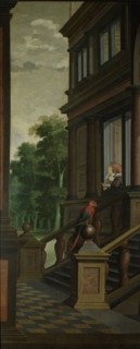 A Staircase, left side of the depiction. One of a seven-part room decoration, Dirck van Delen, 1630