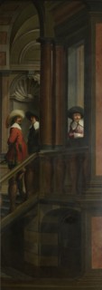 A Staircase, right side of the depiction. One of a seven-part room decoration, Dirck van Delen,