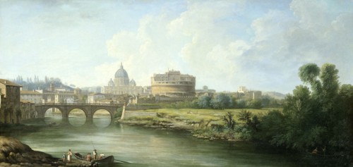 View of the Castel Sant'Angelo in Rome Italy, attributed to Pierre Antoine Demachy, 1750 - 1800