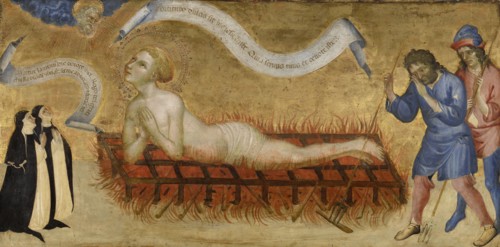 Martyrdom of Saint Lawrence, with Two Benedictine Nuns, Jacobello del Fiore, c. 1425