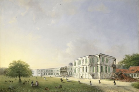 Front View of Buitenzorg Palace after the Earthquake of 10 October 1834, Kota Bogor Java Indonesia,