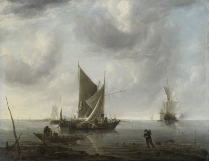 Ships at Anchor on a Calm Sea, Jan van de Cappelle, c. 1640 - c. 1679