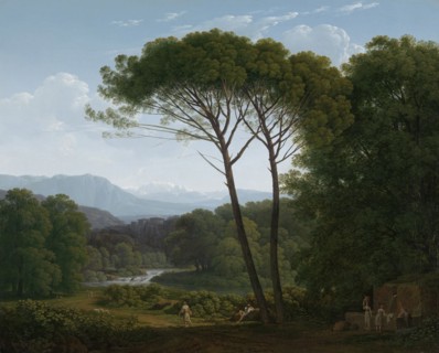 Italianate Landscape with Pines, Hendrik Voogd, 1795