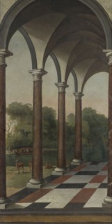 Gallery overlooking a park, attributed to Barent Fabritius, 1660 - 1673