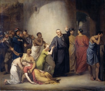 The Self-Sacrifice of Pastor Antonius Hambroek on Formosa, 1662, Jan Willem Pieneman, 1810