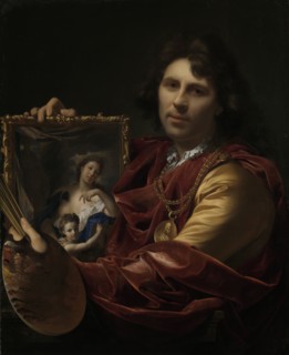 Self-portrait with the Portrait of his Wife, Margaretha van Rees, and their Daughter Maria, Adriaen