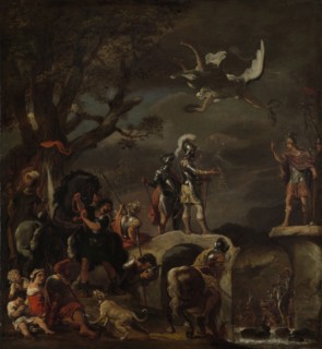Peace Negotiations between Claudius Civilis and Cerealis on the Demolished Bridge. Fame, Fama