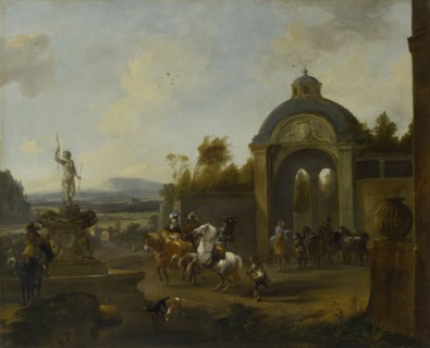 Hunting Party at a Fountain, Pieter Wouwerman, 1660 - 1682