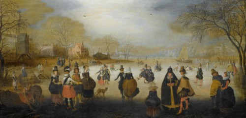 Winter Landscape with Skaters, Adam van Breen, c. 1615 - c. 1620