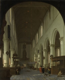 Interior of the Oude Kerk in Delft from the Choir toward the Portal, The Netherlands, attributed to