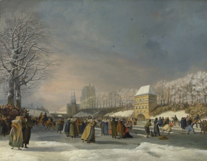 Womenâ€ôs Skating Competition on the Stadsgracht in Leeuwarden, 21 January 1809, The Netherlands,