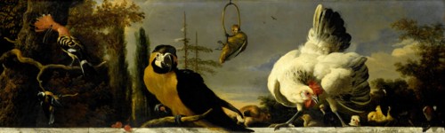 Birds on a Balustrade, Melchior d' Hondecoeter, c. 1680 - c. 1690