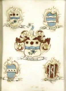 The coat of arms of a female member of the Ockersse family, married to Van Gelre and mother of Anna