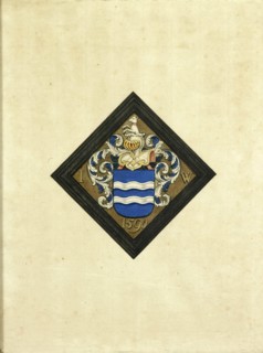 The coat of arms of family de Witte, after a diamond-shaped plate with the initials IW on both