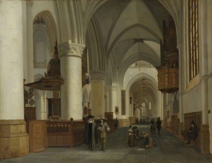 Interior of Church of St. Bavo, Grote Kerk in Haarlem, The Netherlands, Job Adriaensz Berckheyde,
