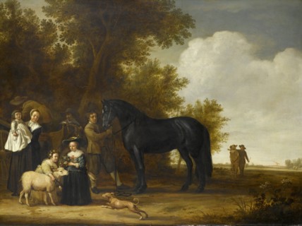 Group Portrait in a Landscape, An open-air Party, Anonymous, c. 1638 - c. 1640