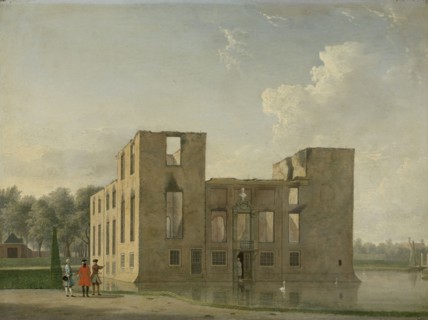 Rear View of Berckenrode Castle in Heemstede after the Fire, The Netherlands, Jan ten Compe, 1747