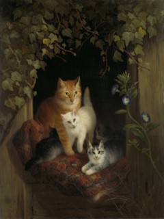 Cat with Kittens, HenriÃ«tte Ronner, 1844