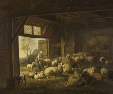 Sheep and Goats in a Stable, Jan van Ravenswaay, 1821