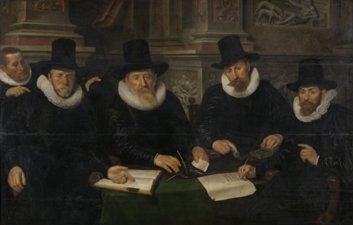 Four Regents and the â€òHouse Fatherâ€ô of the Amsterdam Lepersâ€ô Asylum, Werner van den Valckert,