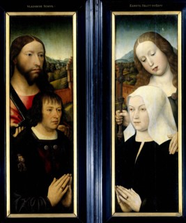 Two Wings of a Triptych with the Donor, Thomas Isaacq, accompanied by Saint Thomas, left, outer