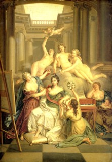 Wilhelmina of Prussia, Consort of William V, Prince of Orange, in the Temple of Arts, with Three