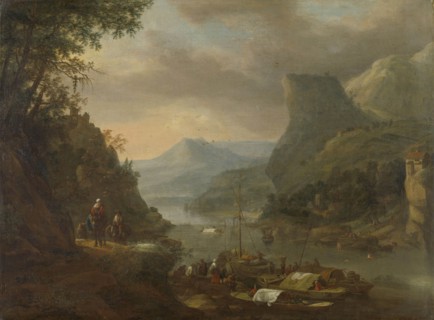 River view in a mountainous region, Herman Saftleven, 1655 - 1685