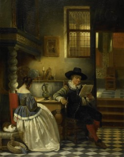 An Interior of the 17th Century, Henri Leys, baron, 1838
