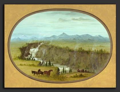 George Catlin (American, 1796 - 1872), Falls of the Snake River, 1855-1869, oil on card mounted on