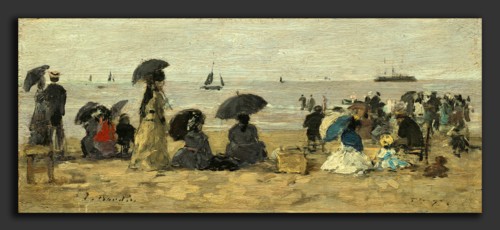 EugÃ¨ne Boudin (French, 1824 - 1898), The Beach, 1877, oil on wood