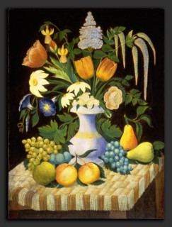 American 19th Century, Flowers and Fruit, c. 1870, oil on canvas