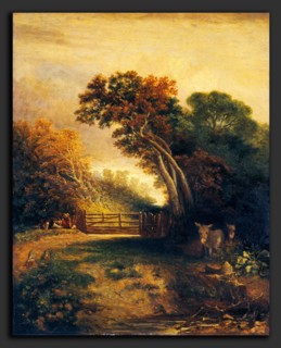 Attributed to Joseph Paul, Landscape with Picnickers and Donkeys by a Gate, British, 1804 - 1887, c