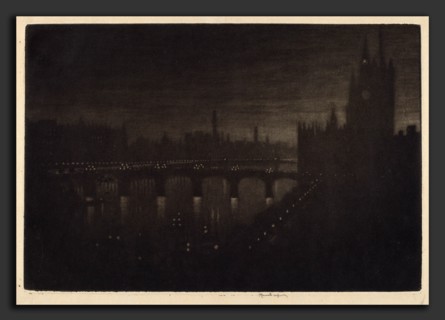 Joseph Pennell, Westminster, Evening, American, 1857 - 1926, 1909, mezzotint
