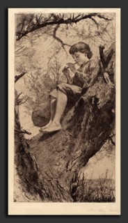 Ellen Day Hale, The Willow Whistle, American, 1855 - 1940, 1888, etching and drypoint