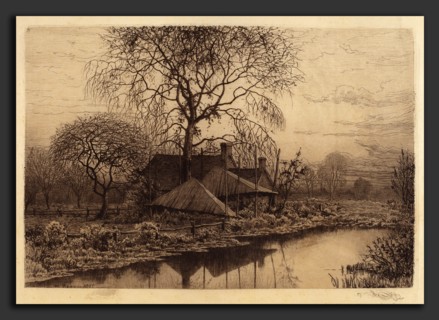 Henry Farrer, Untitled (Farmhouse, Long Island), American, 1843 - 1903, 1887, etching