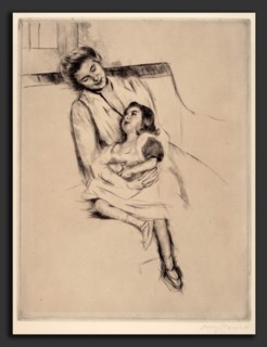 Mary Cassatt, Reine and Margot Seated on a Sofa (No. 2), American, 1844 - 1926, c. 1902, drypoint