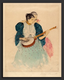 Mary Cassatt, The Banjo Lesson, American, 1844 - 1926, c. 1893, color drypoint and aquatint with