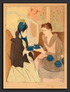 Mary Cassatt, Afternoon Tea Party, American, 1844 - 1926, 1890-1891, drypoint and aquatint with