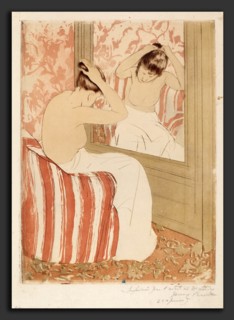 Mary Cassatt, The Coiffure, American, 1844 - 1926, 1890-1891, drypoint and aquatint on laid paper