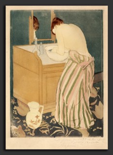 Mary Cassatt, Woman Bathing, American, 1844 - 1926, 1890-1891, color drypoint and aquatint