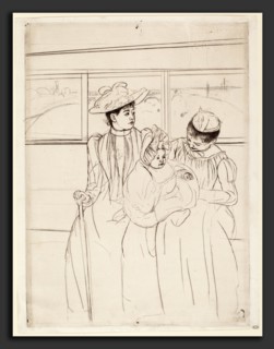 Mary Cassatt, In the Omnibus, American, 1844 - 1926, c. 1891, soft-ground etching and drypoint in