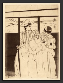 Mary Cassatt, In the Omnibus, American, 1844 - 1926, c. 1891, soft-ground etching, drypoint, and