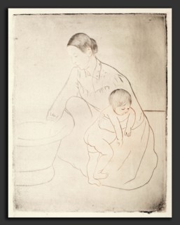 Mary Cassatt, The Bath, American, 1844 - 1926, c. 1891, drypoint and soft-ground etching