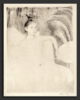 Mary Cassatt, Mimi Holding a Japanese Fan, American, 1844 - 1926, c. 1889, drypoint